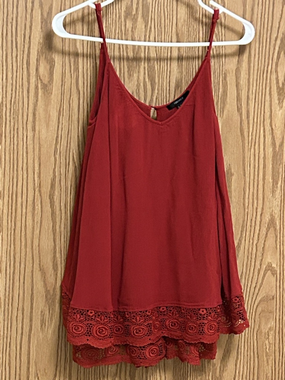 Forever 21 Red Lace-Hem Cami romper size medium